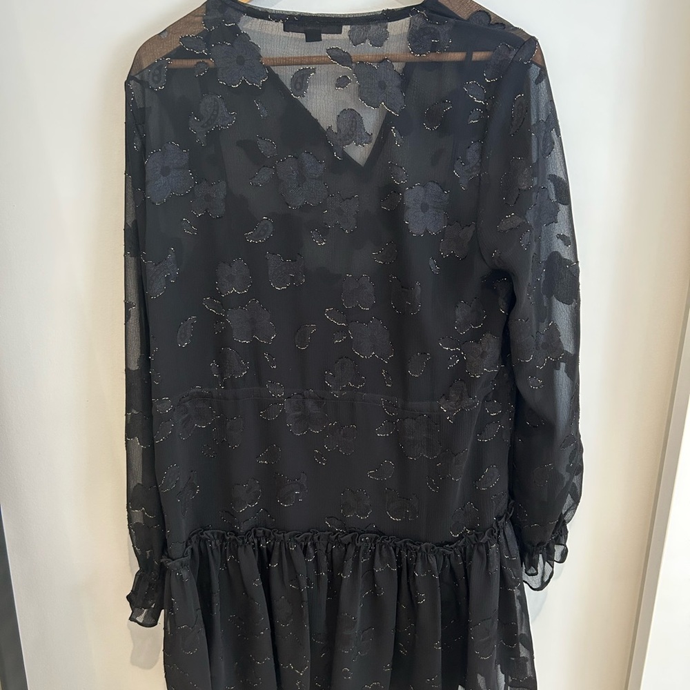 All Saints Black Floral Long Sleeve Dress - Picture 4 of 4
